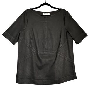 M.M.LaFleur Vintage Black Structured Boxy Shell Top Architectural Seaming 2/smal